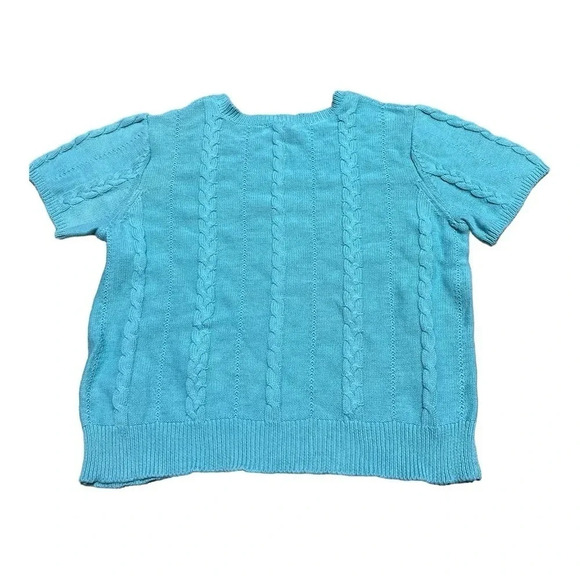 21 Main Short‎ Sleeve Knit Sweater Top - Aqua Blue Womens Size large - Picture 3 of 6